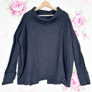 NEW Free People Juicy Thermal Black Long Sleeve Top S